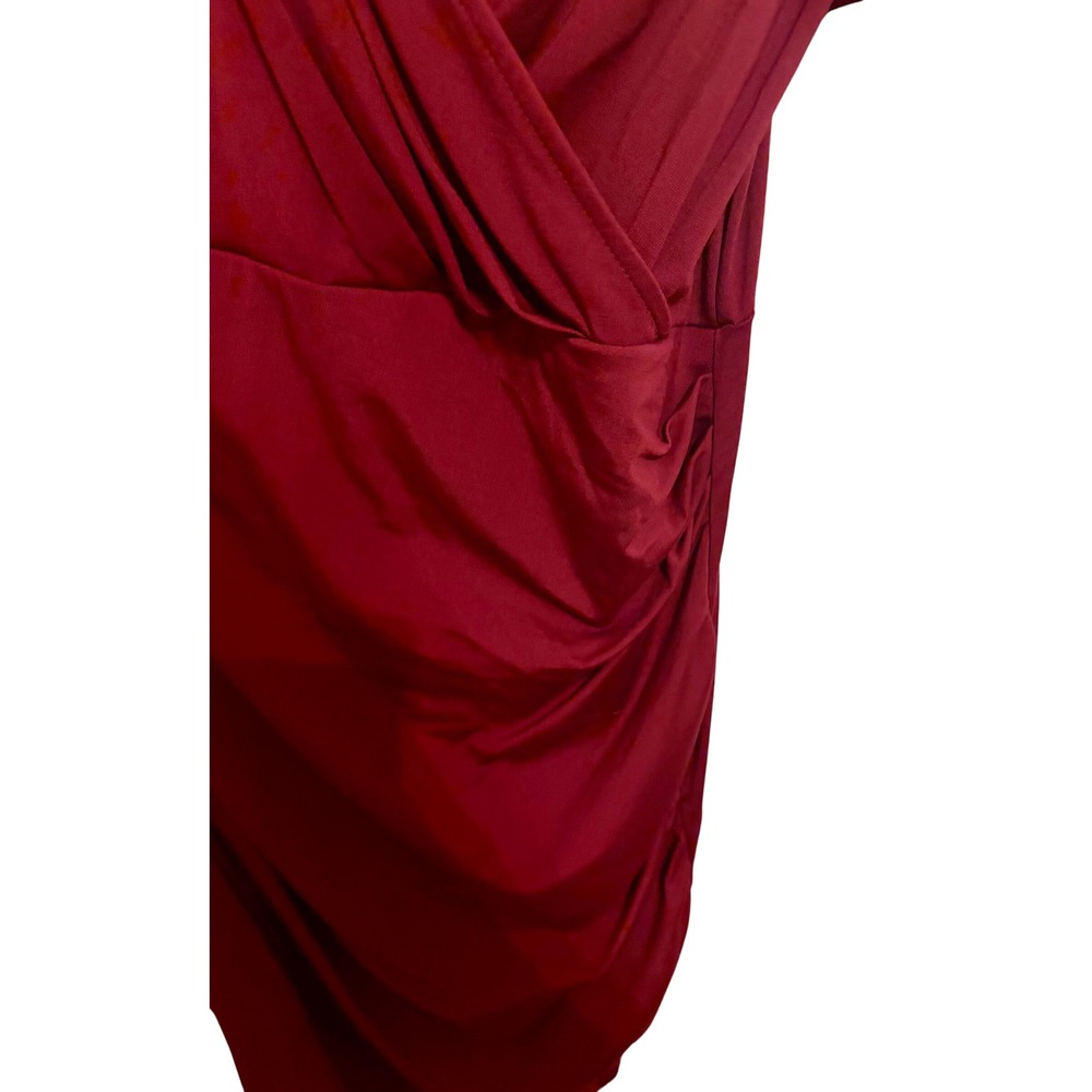 Grace Karin Burgundy Ruched Wrap Cocktail Dress Size M Sleeveless - Picture 4 of 7